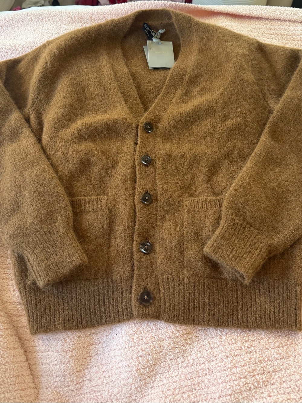 Cozy Toffee Men’s Wool-Blend Knit Button Cardigan